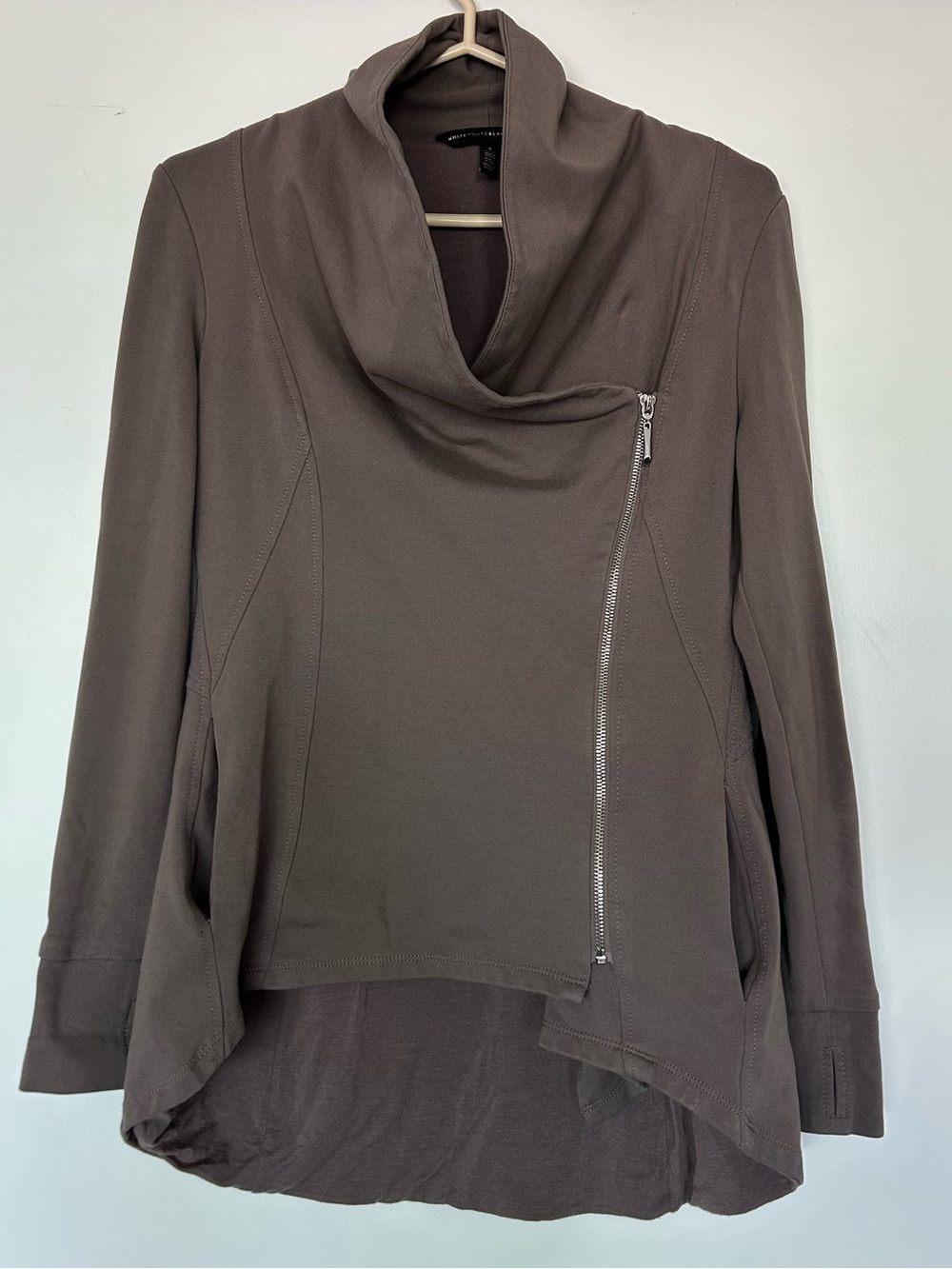 White House Black Market asymmetrical cowl-neck jacket sz 4 - Picture 2 of 15